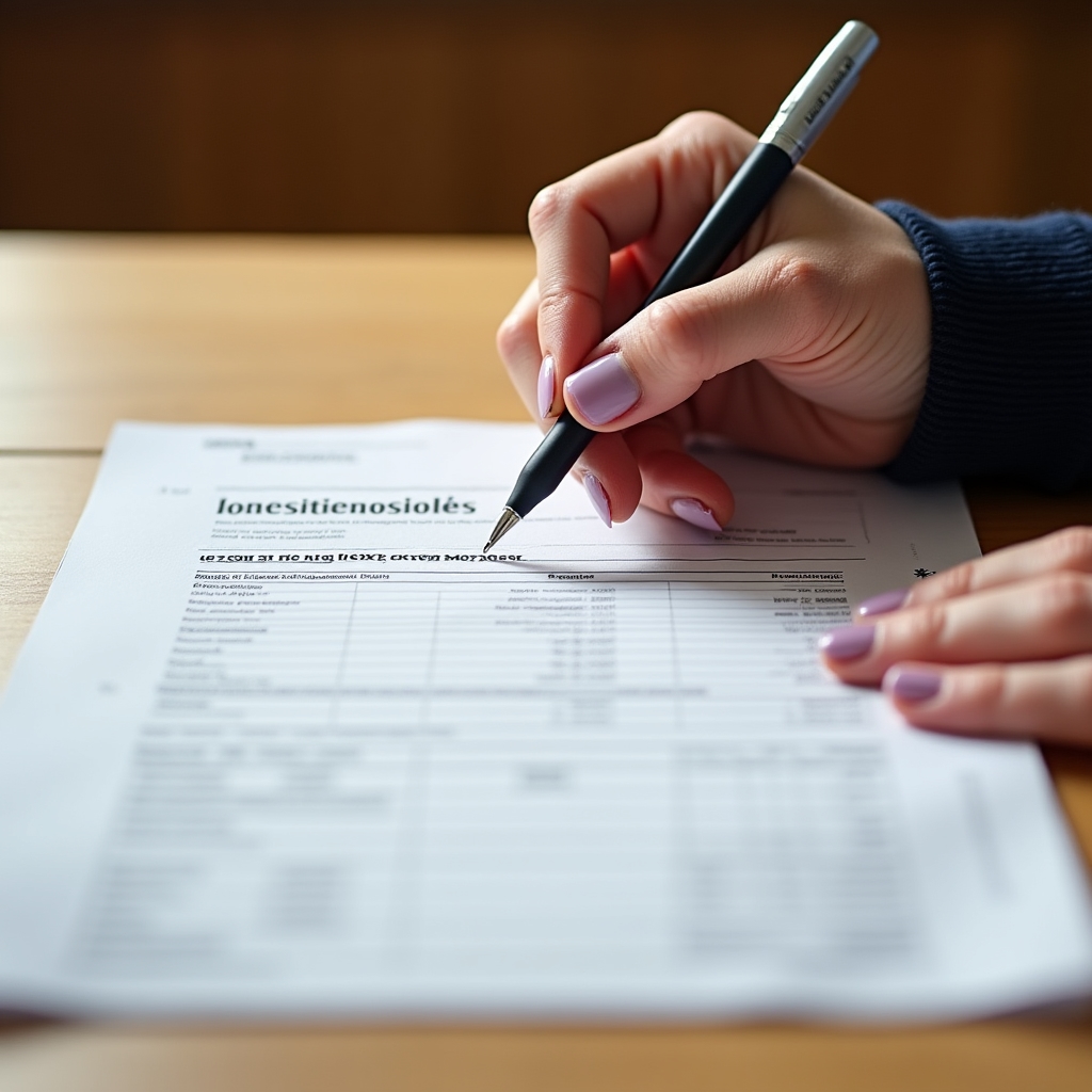 Close-up of a pay slip being reviewed during an educational session, educator pointing to specific line items